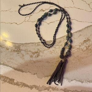 Elegant Beaded Necklace with Tassels